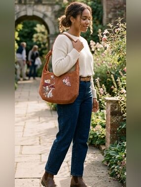 Mushrooms & Bugs Corduroy Tote Bag